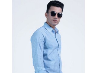 Light Blue Shirt With White Lines